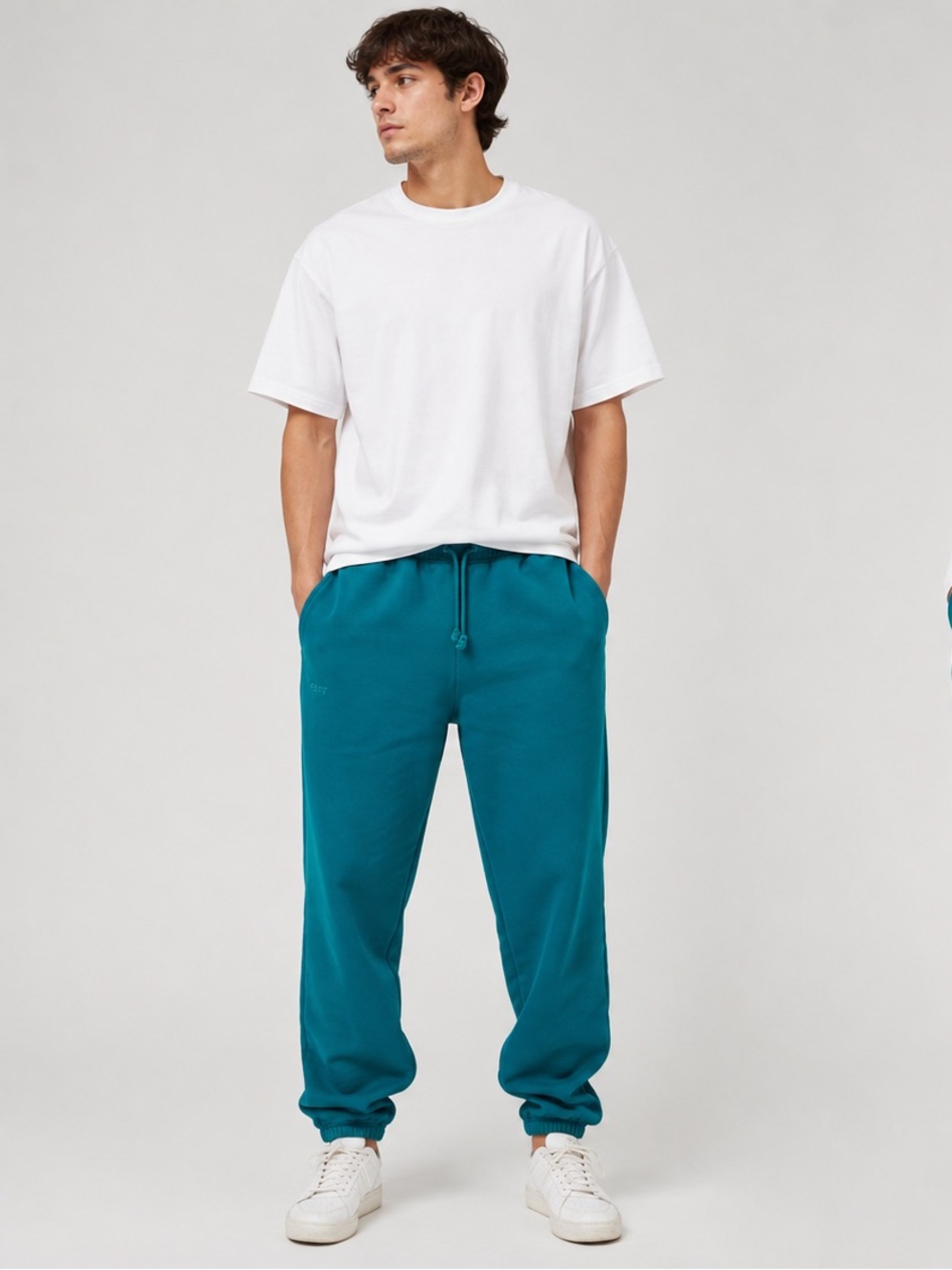 SET Teal Unisex Comfortable Casual Thick Cotton Minimalist Sweatpants Medium